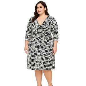 ROZ & ALI Dress‎ Woman Size 22W Multicolored Split Sleeve Geometric Modern NEW